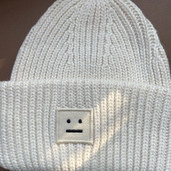 Women's Cream and White Knit Beanie - Picture 4 of 5